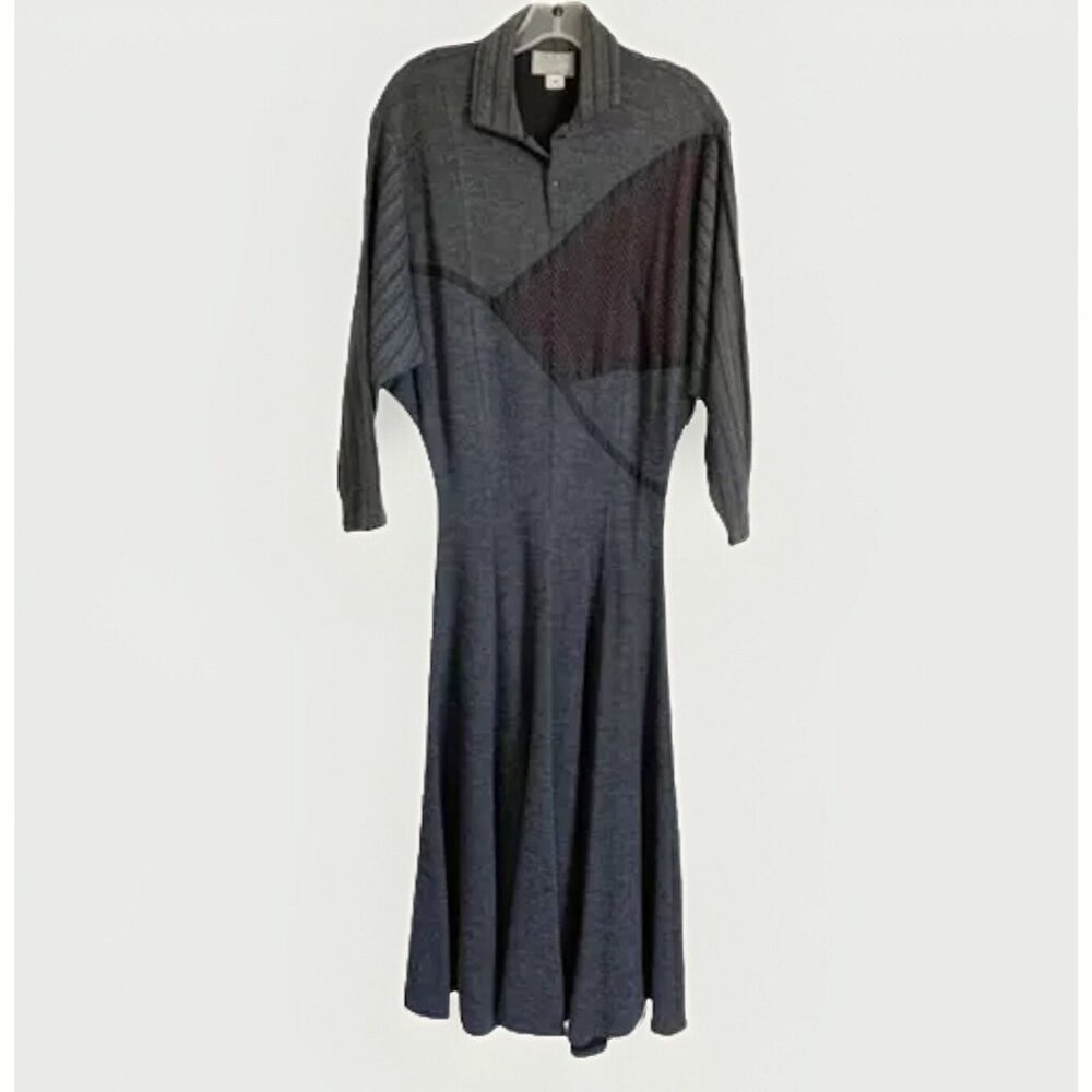 Koos Van Den Akker Hothouse Art to Wear Dress Medium Gray Patchwork Avant Garde